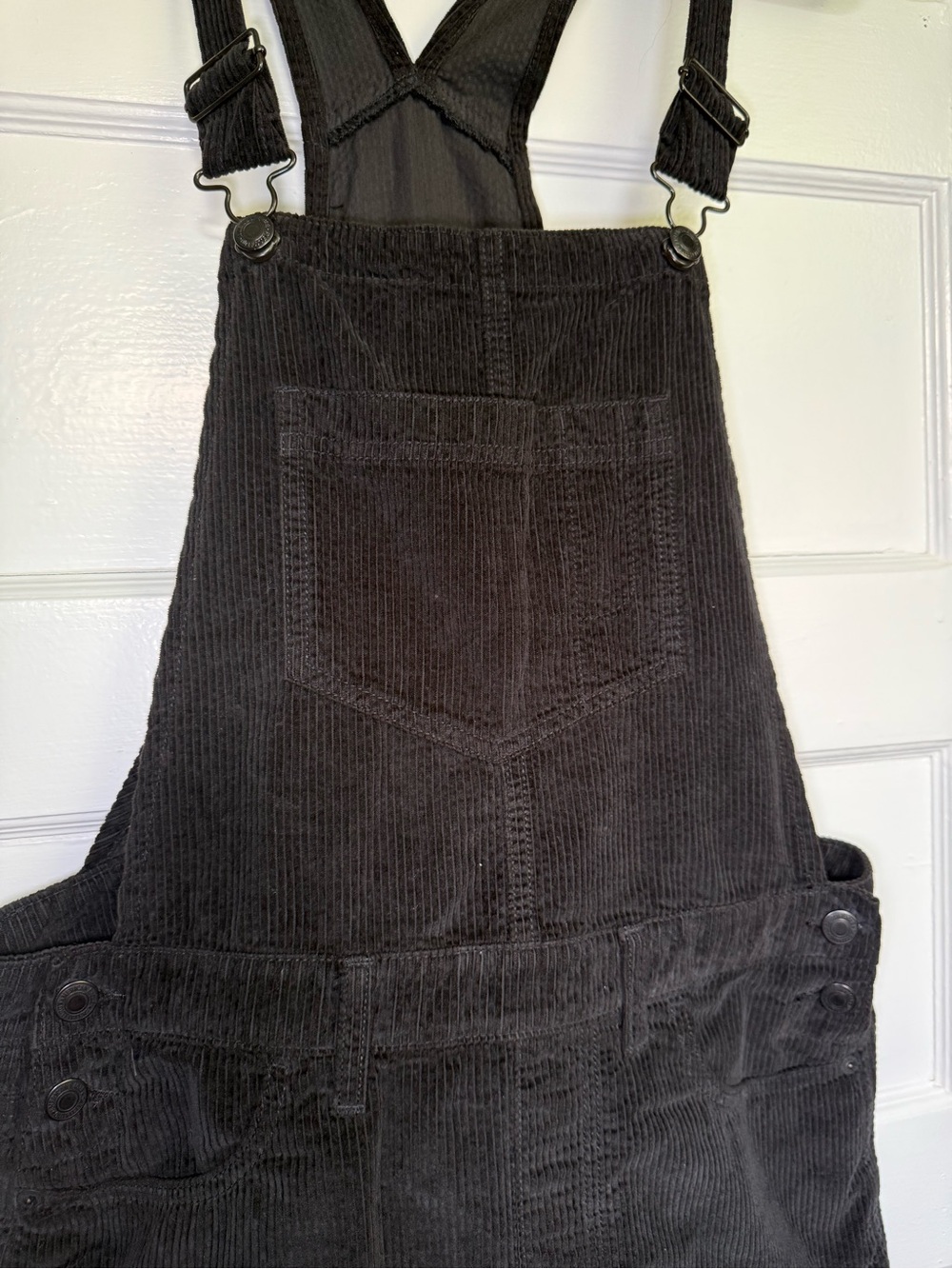 American Eagle Outfitters Black Corduroy Overall Mini Dress 90’s Grunge Fall M - Picture 3 of 13